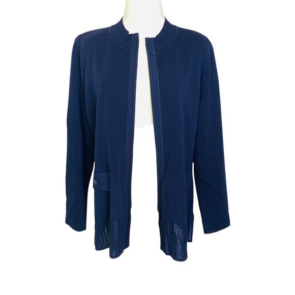 Misook Navy blue Zip Ribbed Jardigan MEDIUM 2818 - Picture 3 of 8